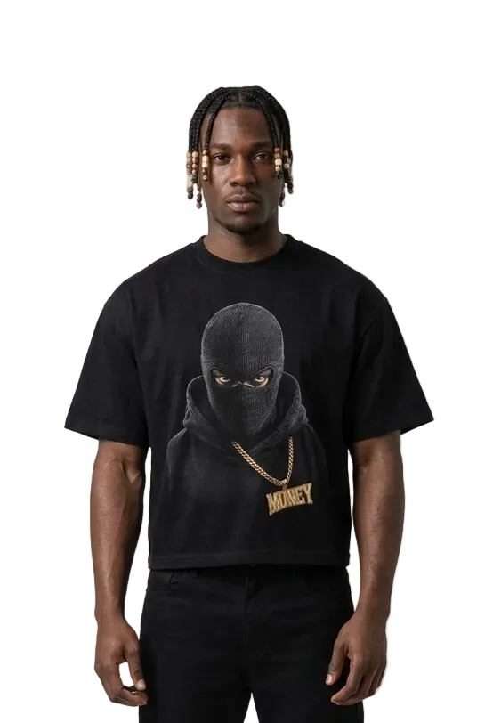 Masked Man Black Streetwear T-Shirt.