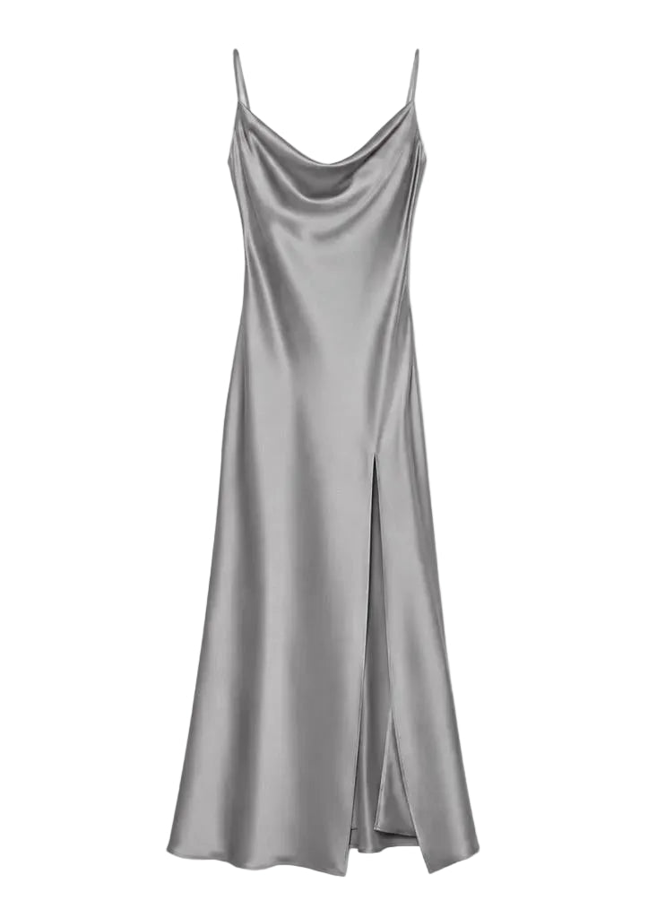 Women’s Grey Satin Luxurious Premium Bridal Dress.