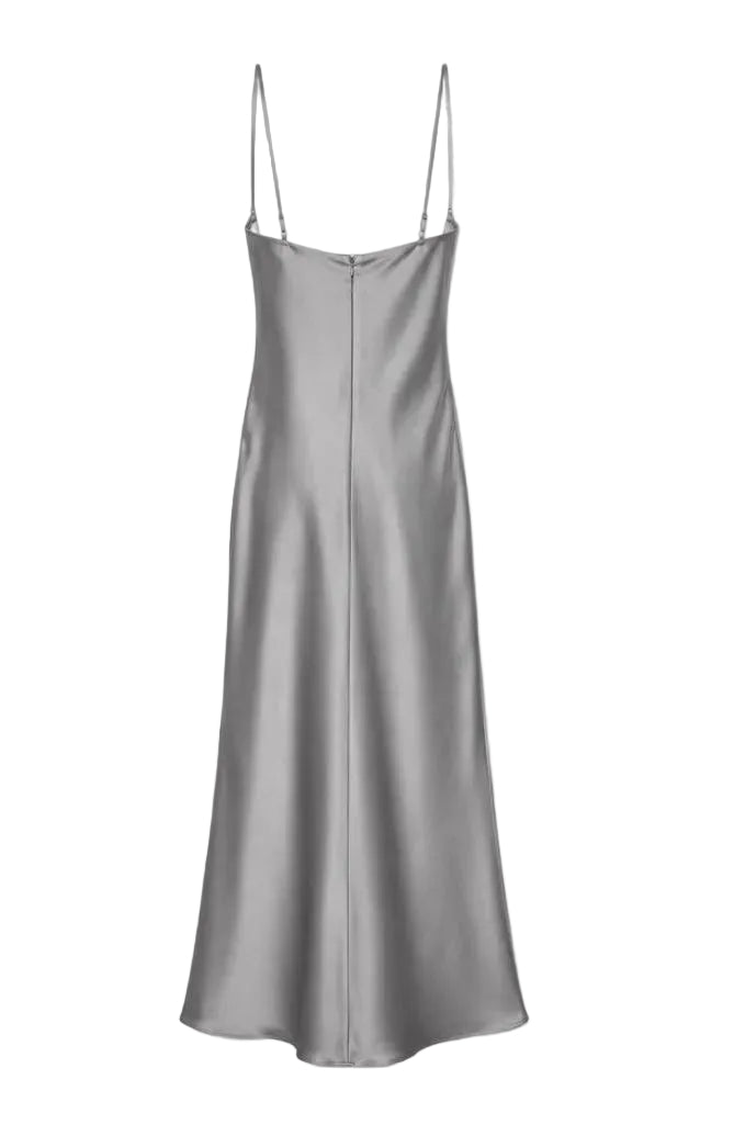 Women’s Grey Satin Luxurious Premium Bridal Dress.