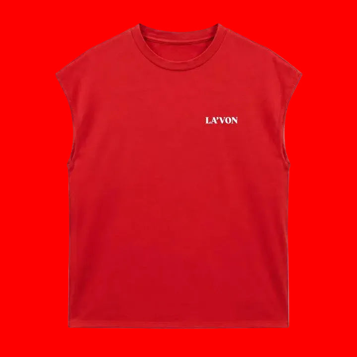 Sleeveless Red Classic Vintage T-Shirt.