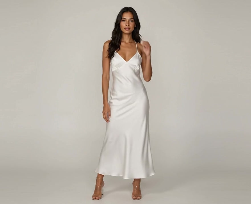 White Satin Bridal Women Wear.